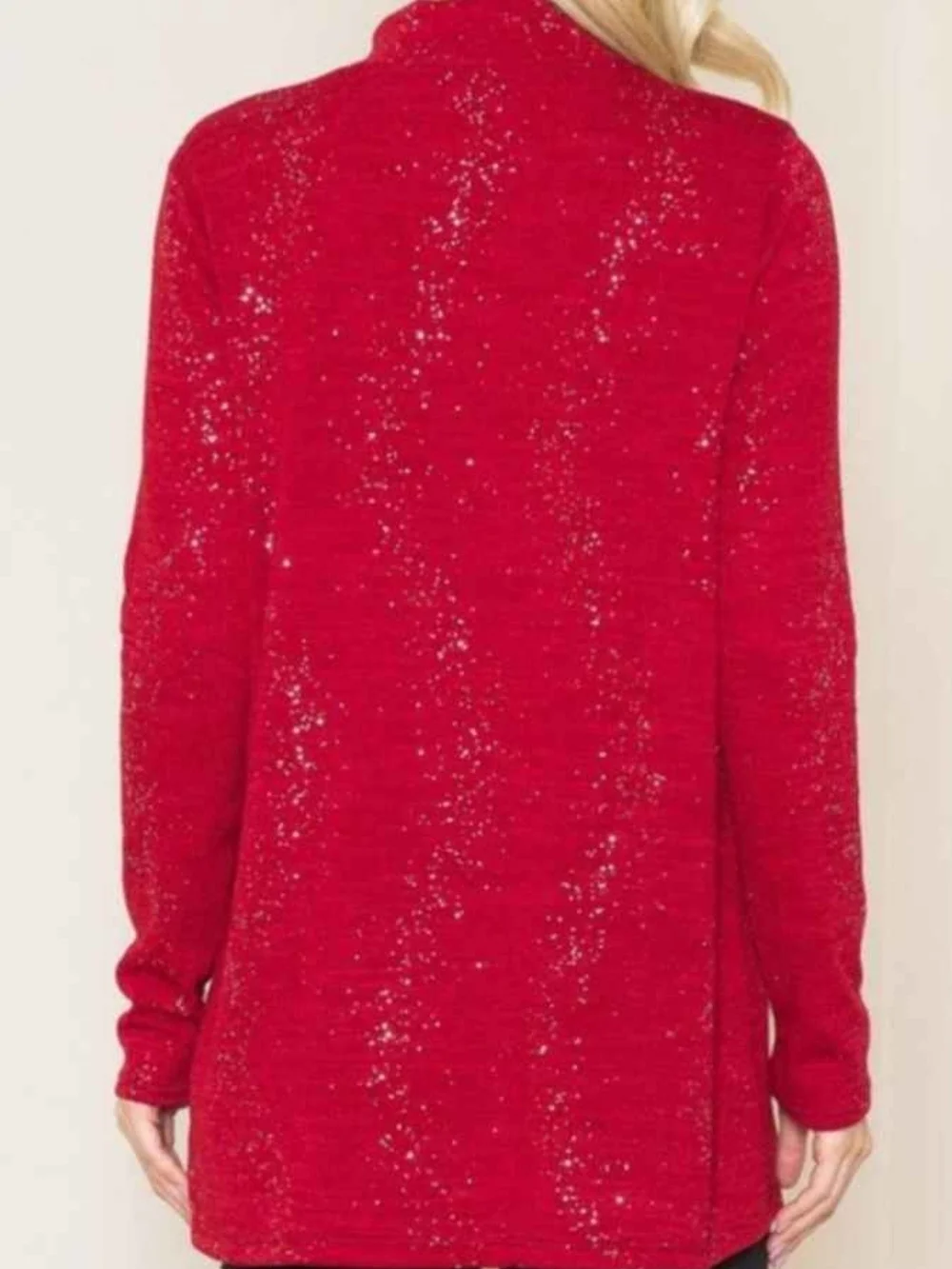 Acting Pro Red Glitter Cutout V-Neck Sweater